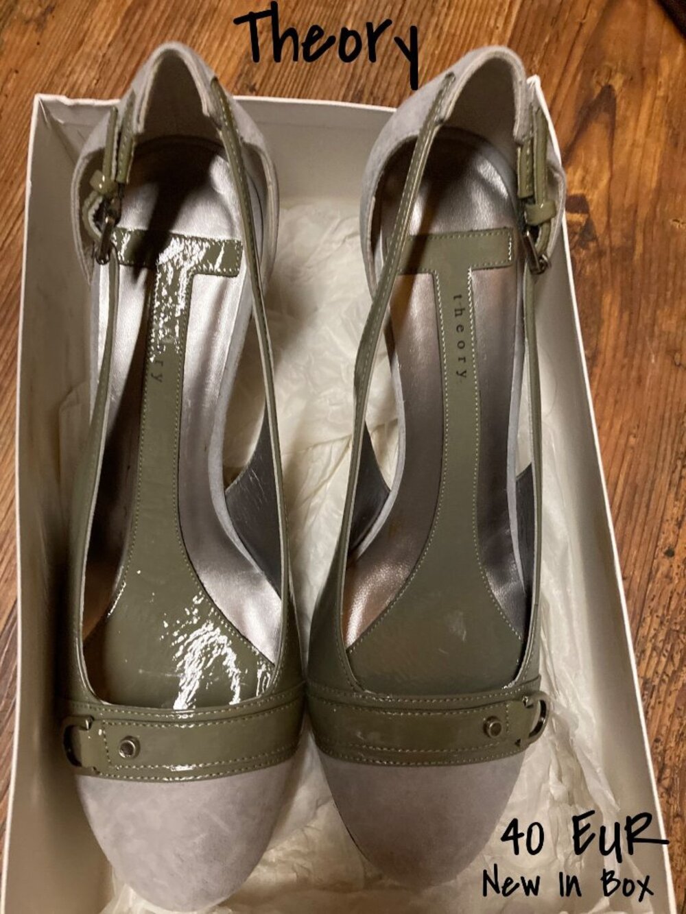 Theory Women's Two-Tone Leather & Suede Open Toe Heels Size 40 New In Box